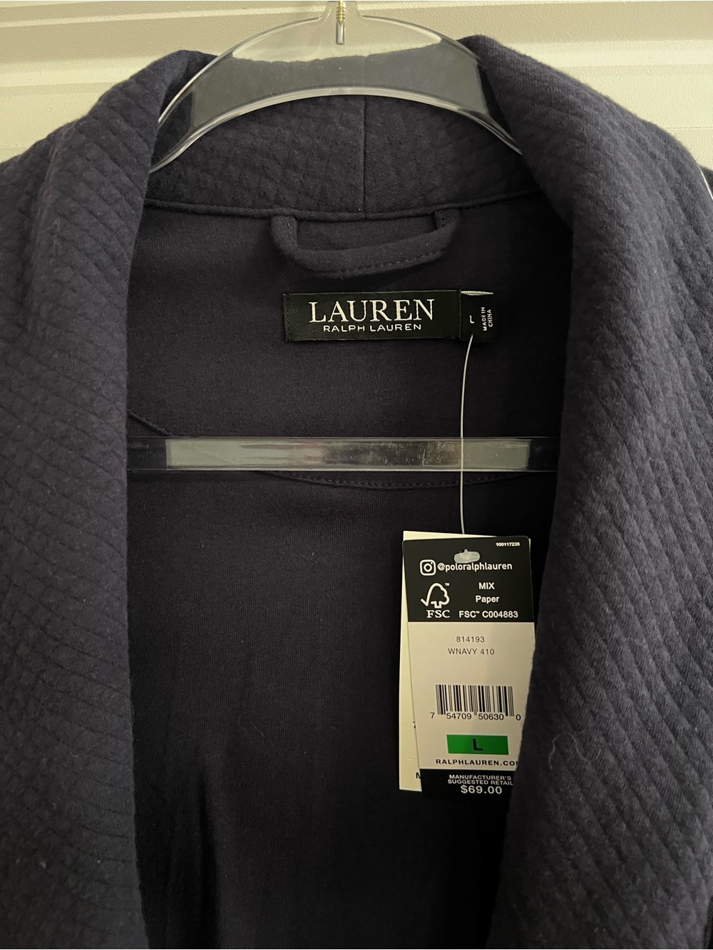 Ralph Lauren Navy Quilted Robe